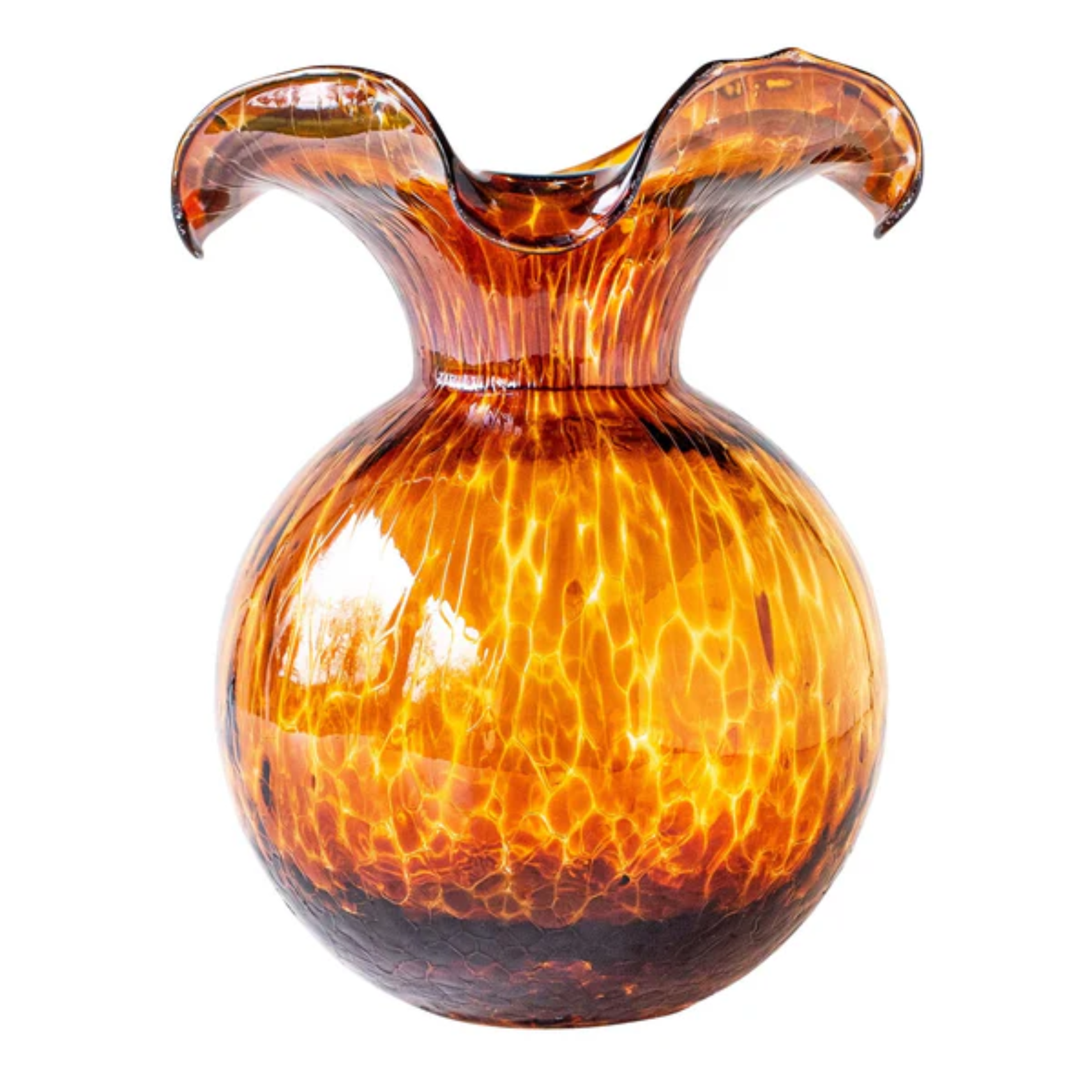 Hibiscus Brown Tortoiseshell Medium Fluted Vase
