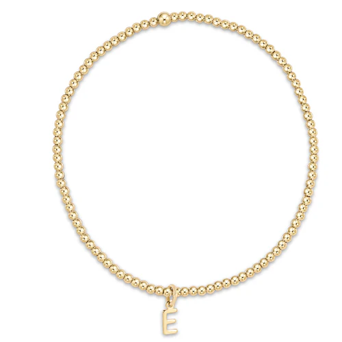 Enewton "E" classic gold 2mm bead bracelet - respect gold charm