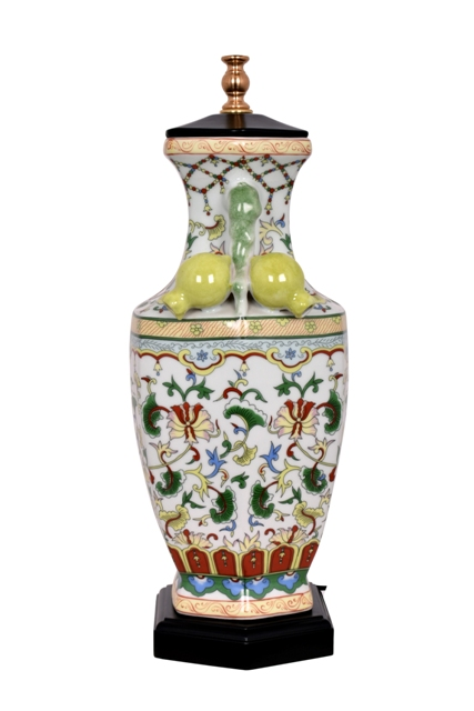 Porcelain Floral Pomegranate Vase Lamp