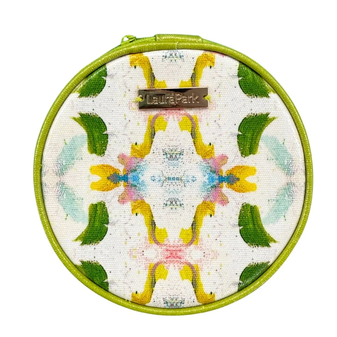 Laura Parks Round Jewelry Case - Dogwood Pattern