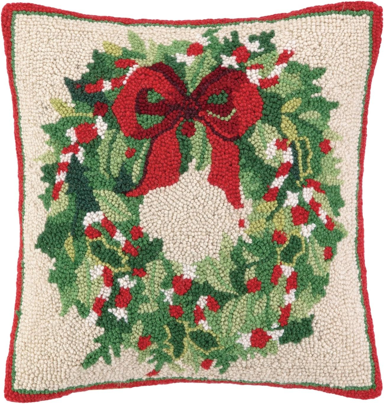 Classic Christmas Wreath Hook Pillow