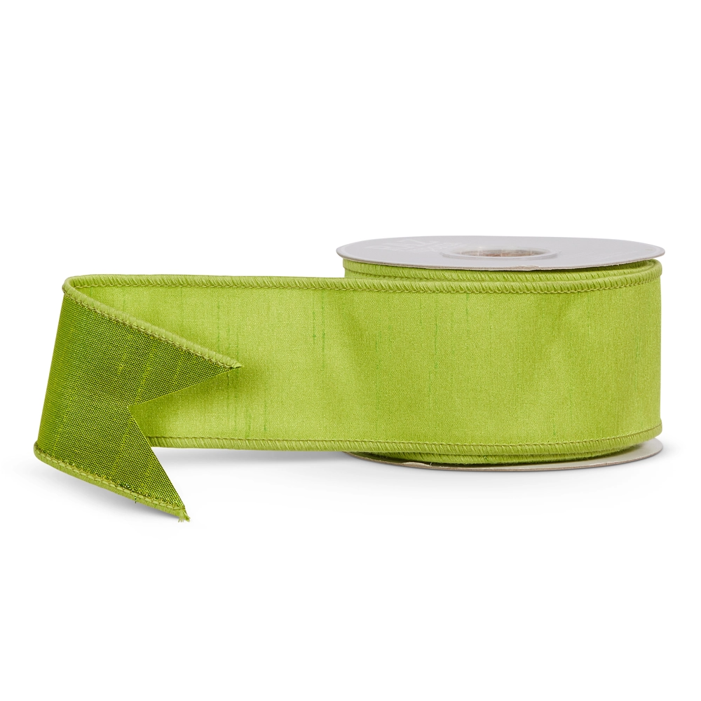 Green Wired Satin Ribbon- 2.5" w x 10 yds