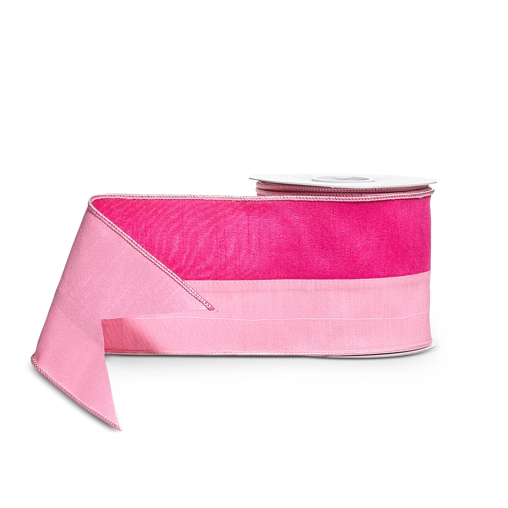 Pink two-toned Wired Satin Ribbon 4" x 10 yd