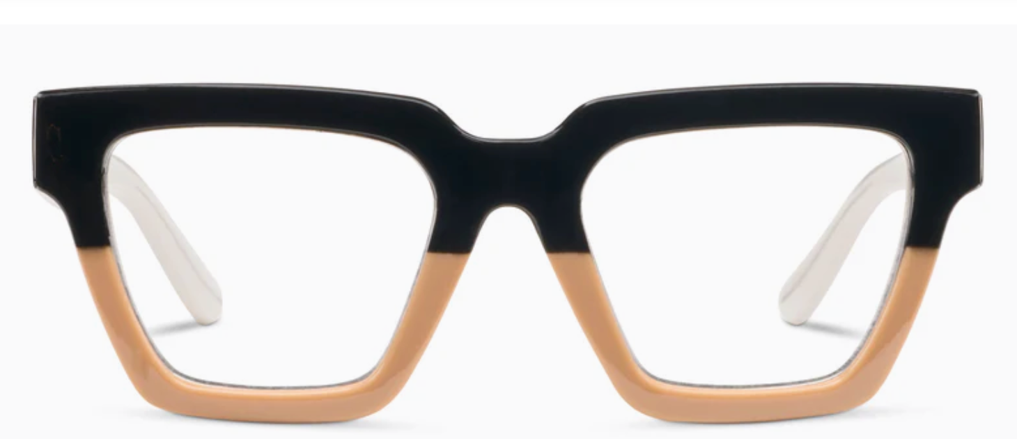 Take A Bow (Blue-Light) Glasses Black/Tan- Strength 3