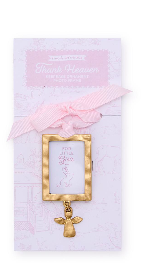 Keepsake Ornament Photo Frame with Angel Charm -Girl