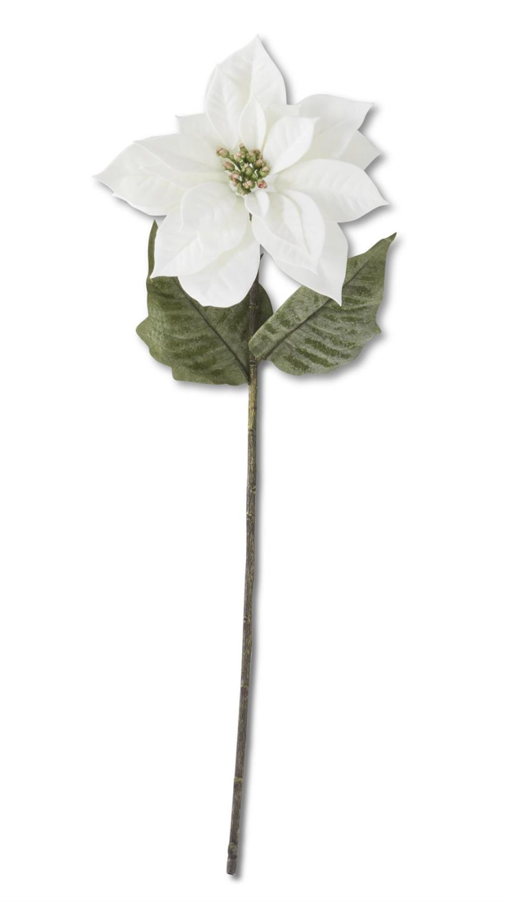 29" White Poinsettia Stem