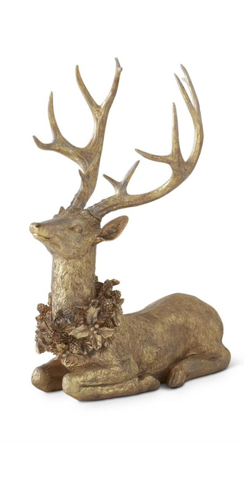 Laying Gold Resin Deer