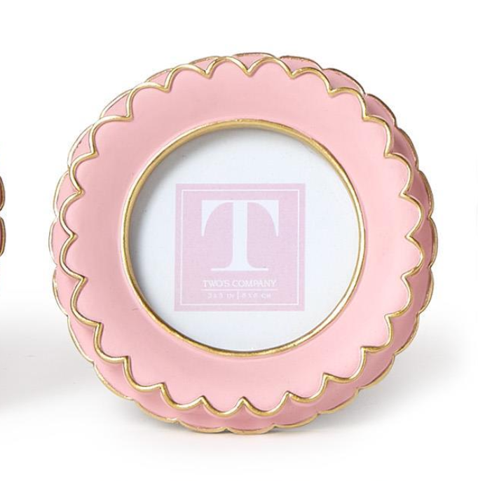 Round Scalloped Mini Photo Frame - Pink