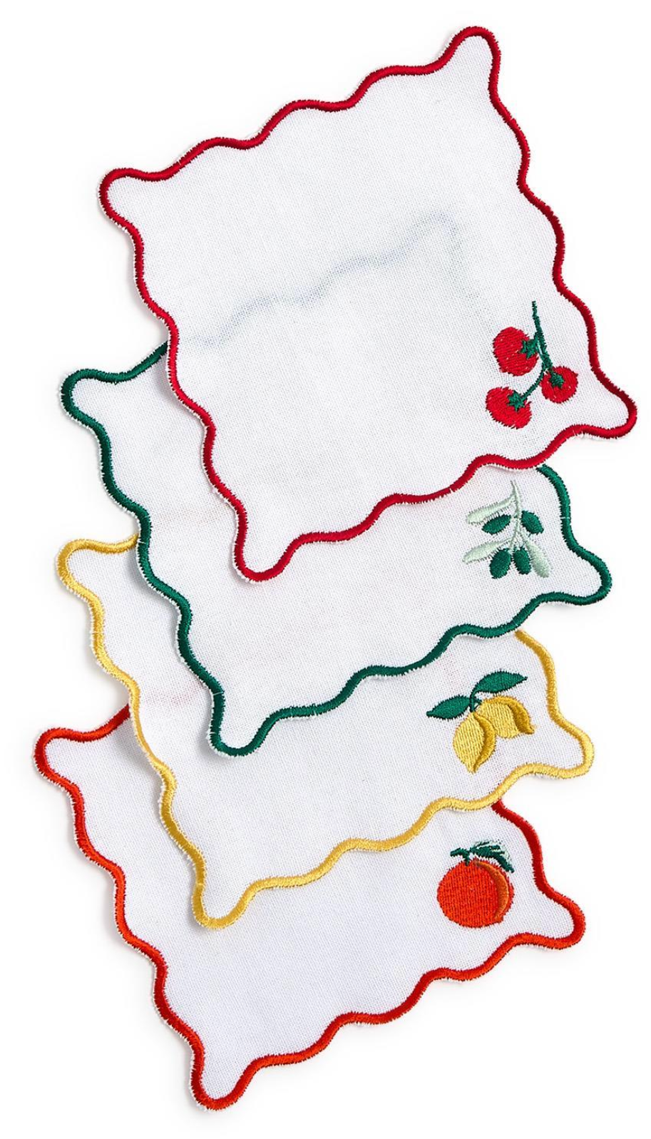Embroidered Fruit Cocktail Napkins - set of 4