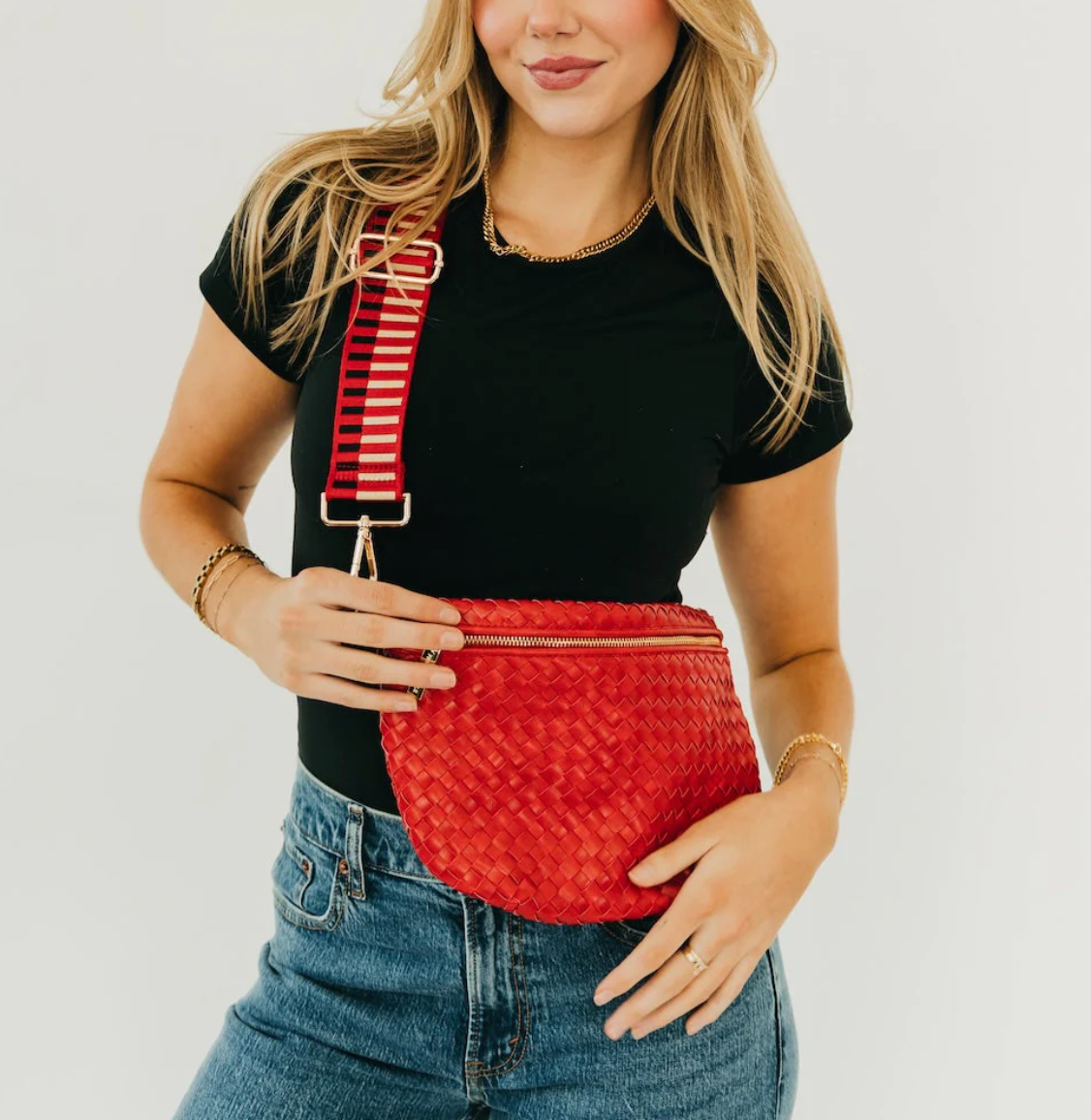Woven Westlyn Bum Bag - Cherry