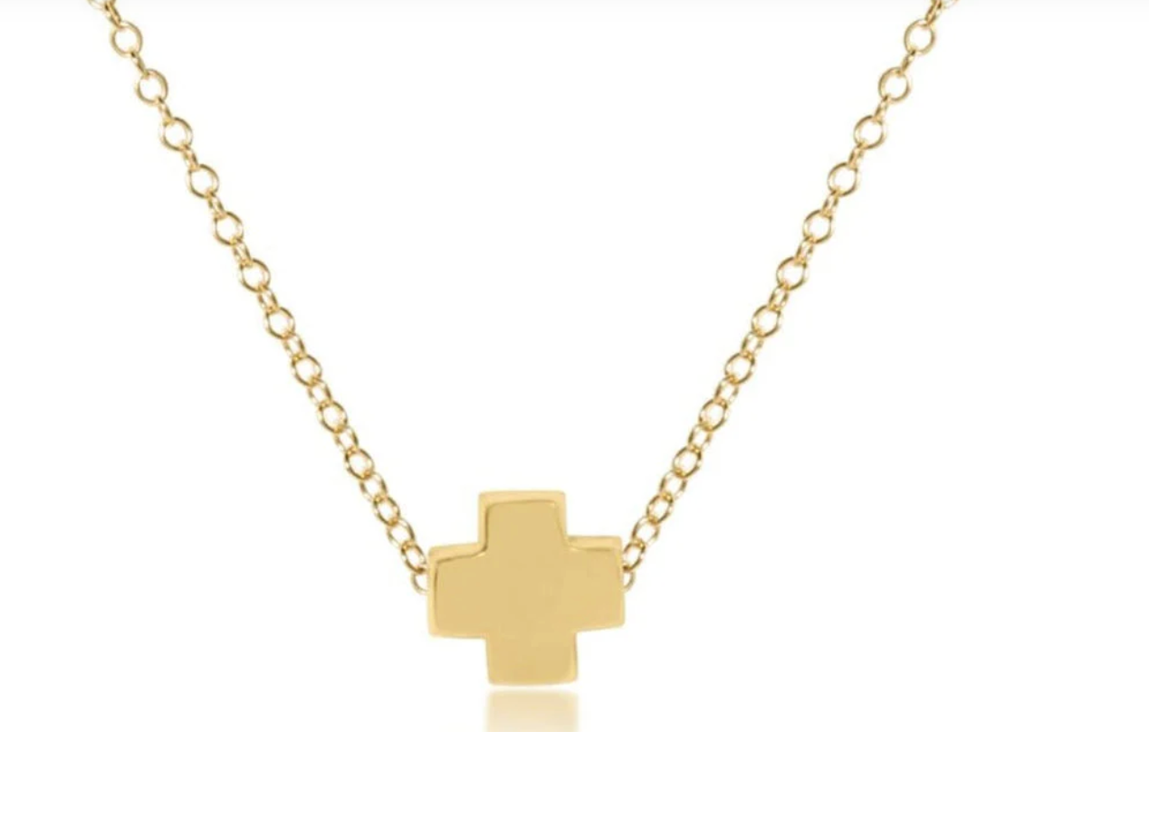 Signature Gold Cross Necklace - 16"