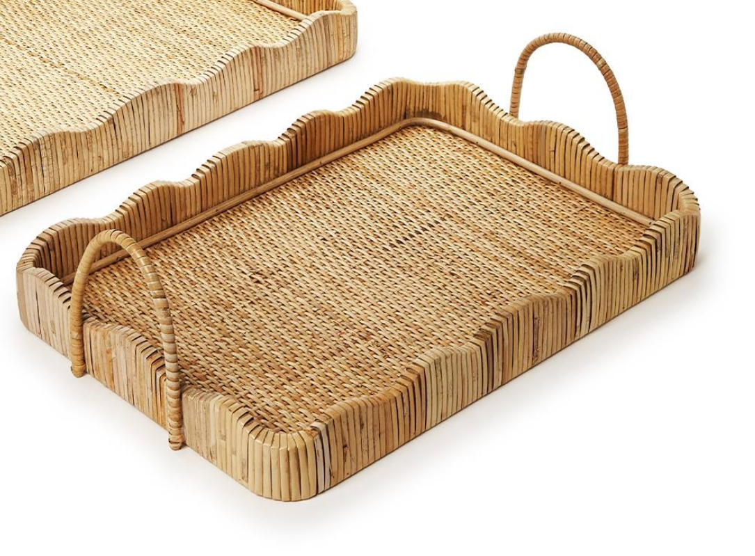 Scalloped Edge Trays with Handles - Large