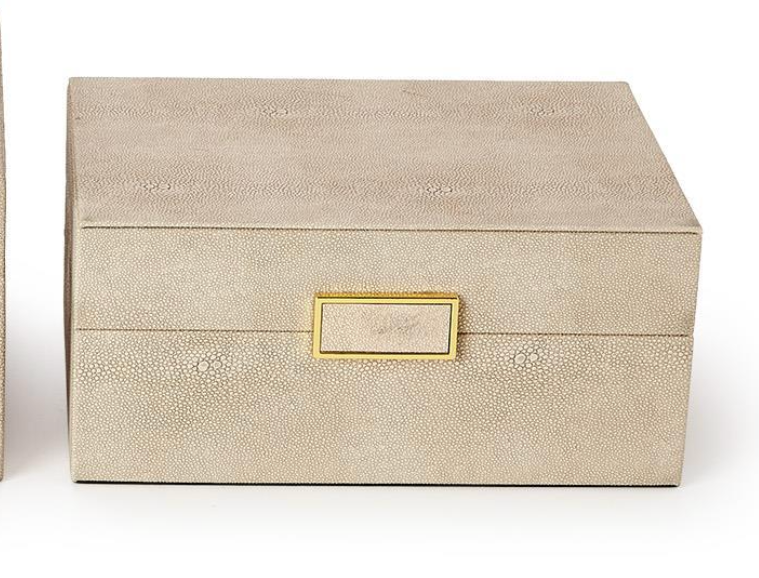 Cream Shagreen Decorative Box - Small