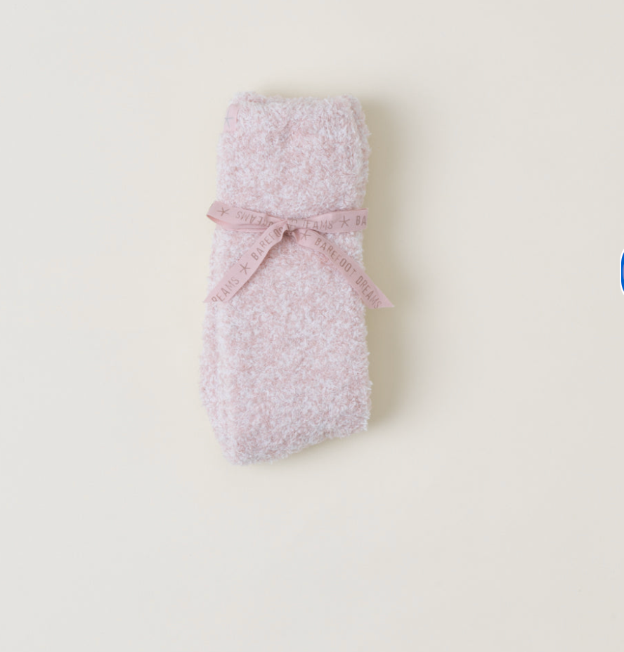 CozyChic Heathered Sock - Dusty Rose/White