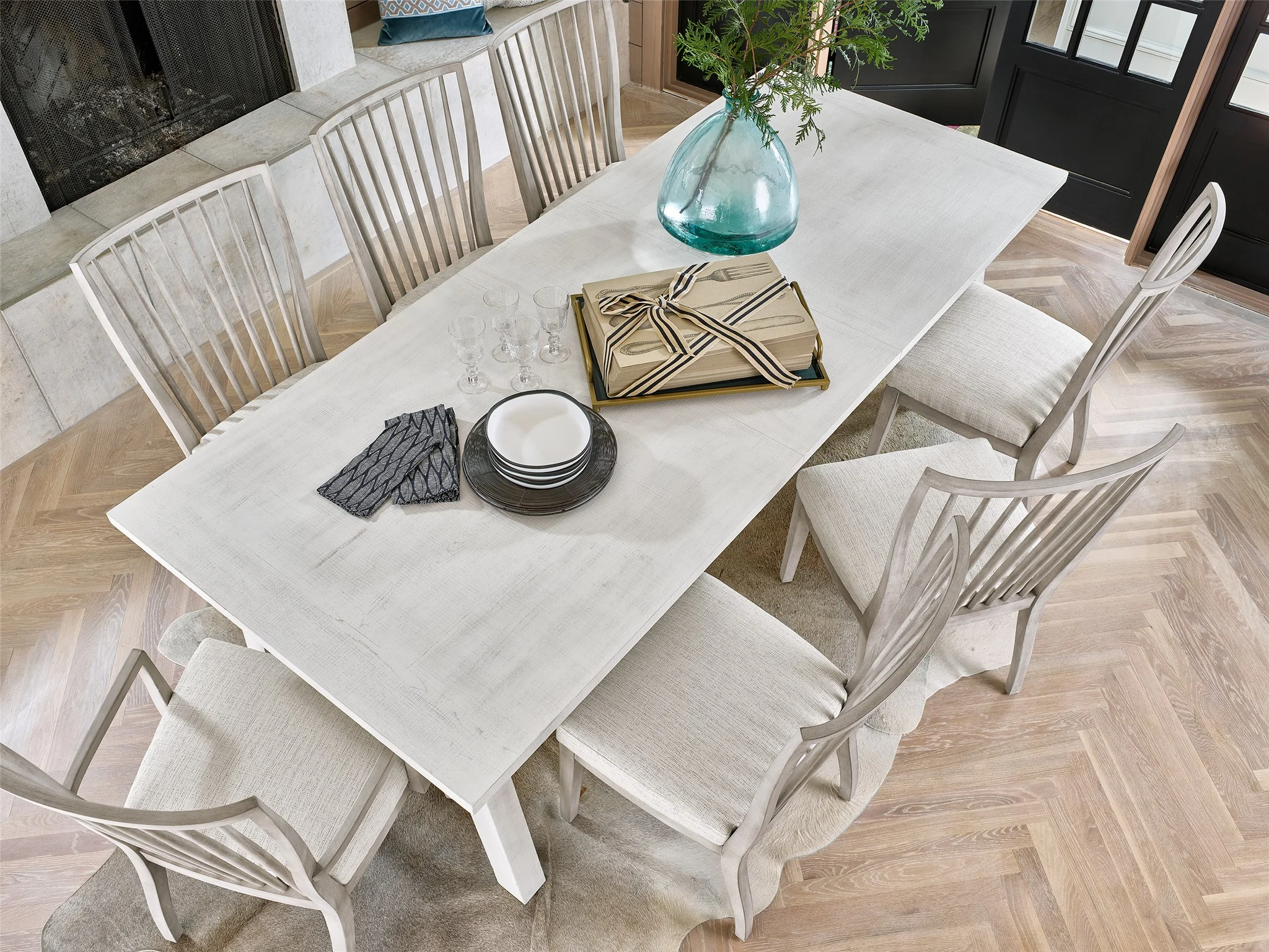 White Rustic Oak Dining Table