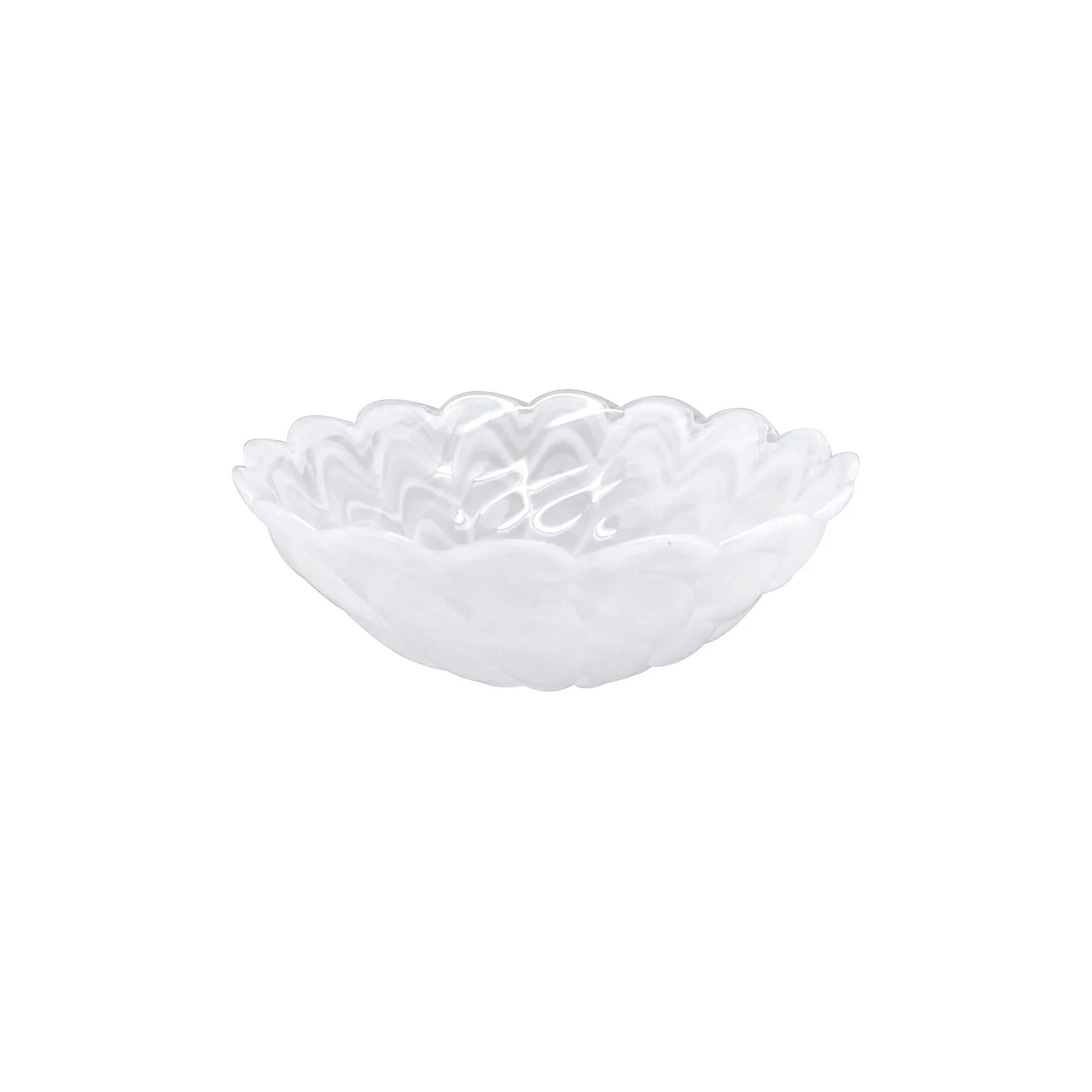 Alabaster glass White Scallop Rim Bowl -Small