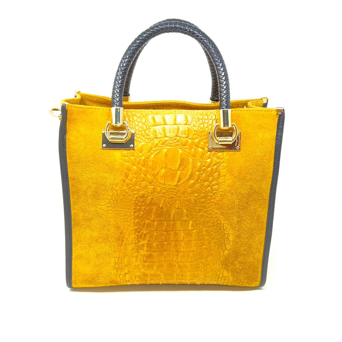 GF13221 GENUINE ITALIAN LEATHER PORTFOLIO BAG: MUSTARD