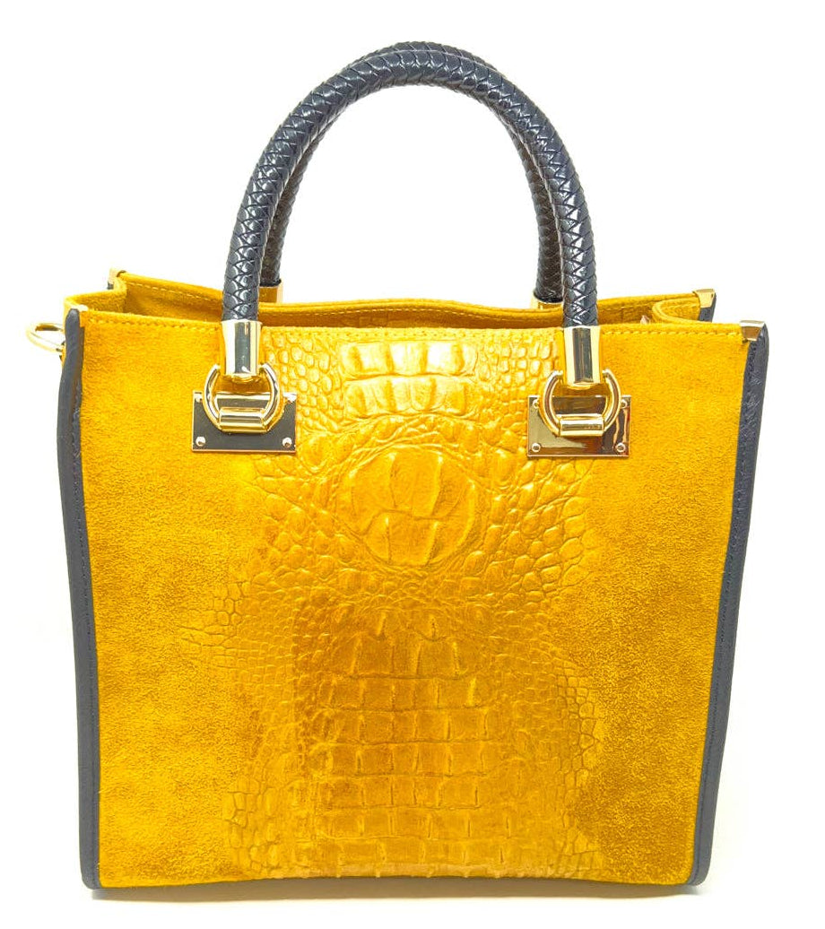 GENUINE ITALIAN LEATHER BAG: MUSTARD