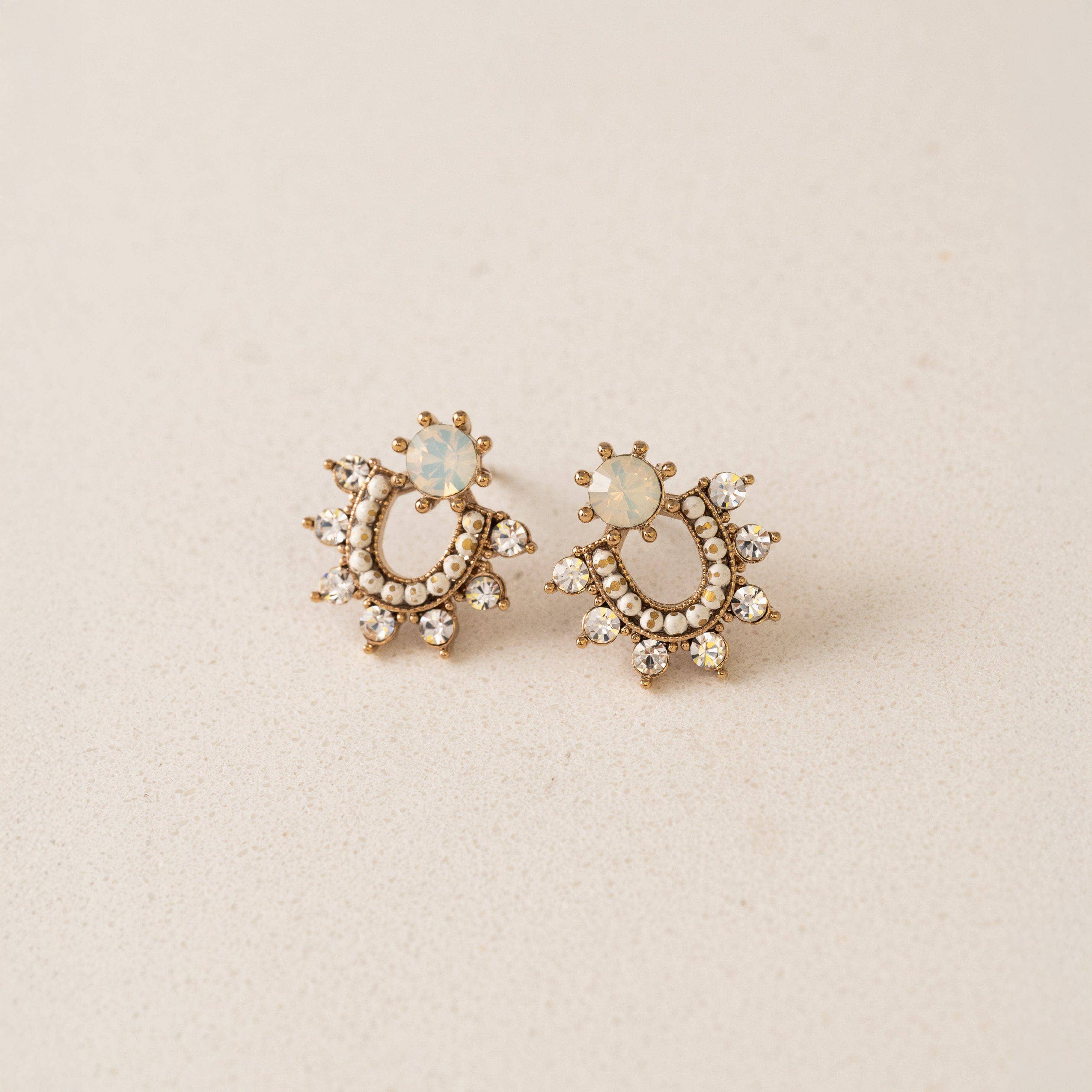 Fate Stud Earrings: White Opal