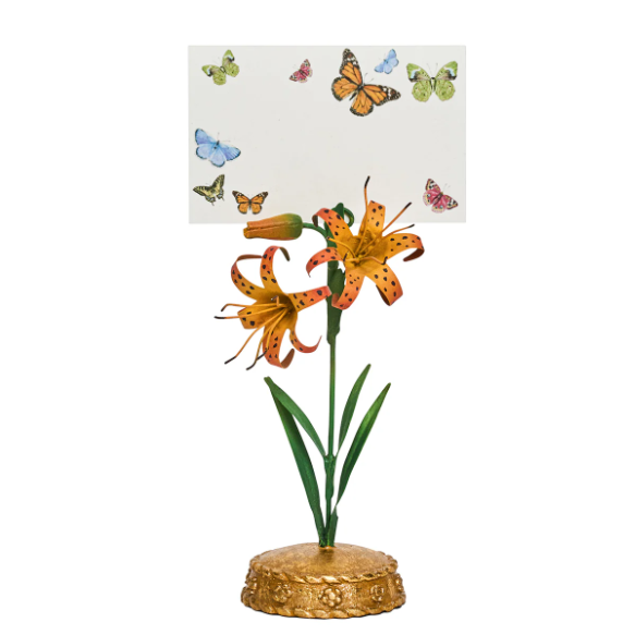 Hand-painted Tiger Lily Placecard holder-Orange