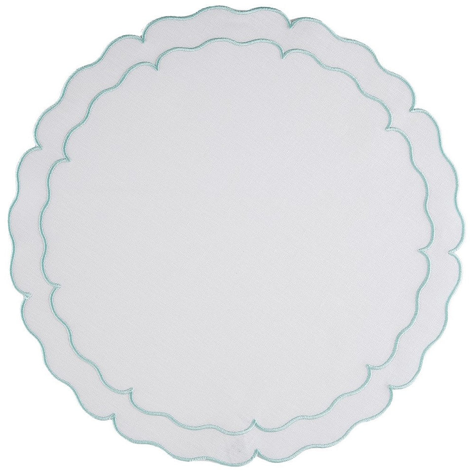 Linho Scalloped Round Placemat - White
