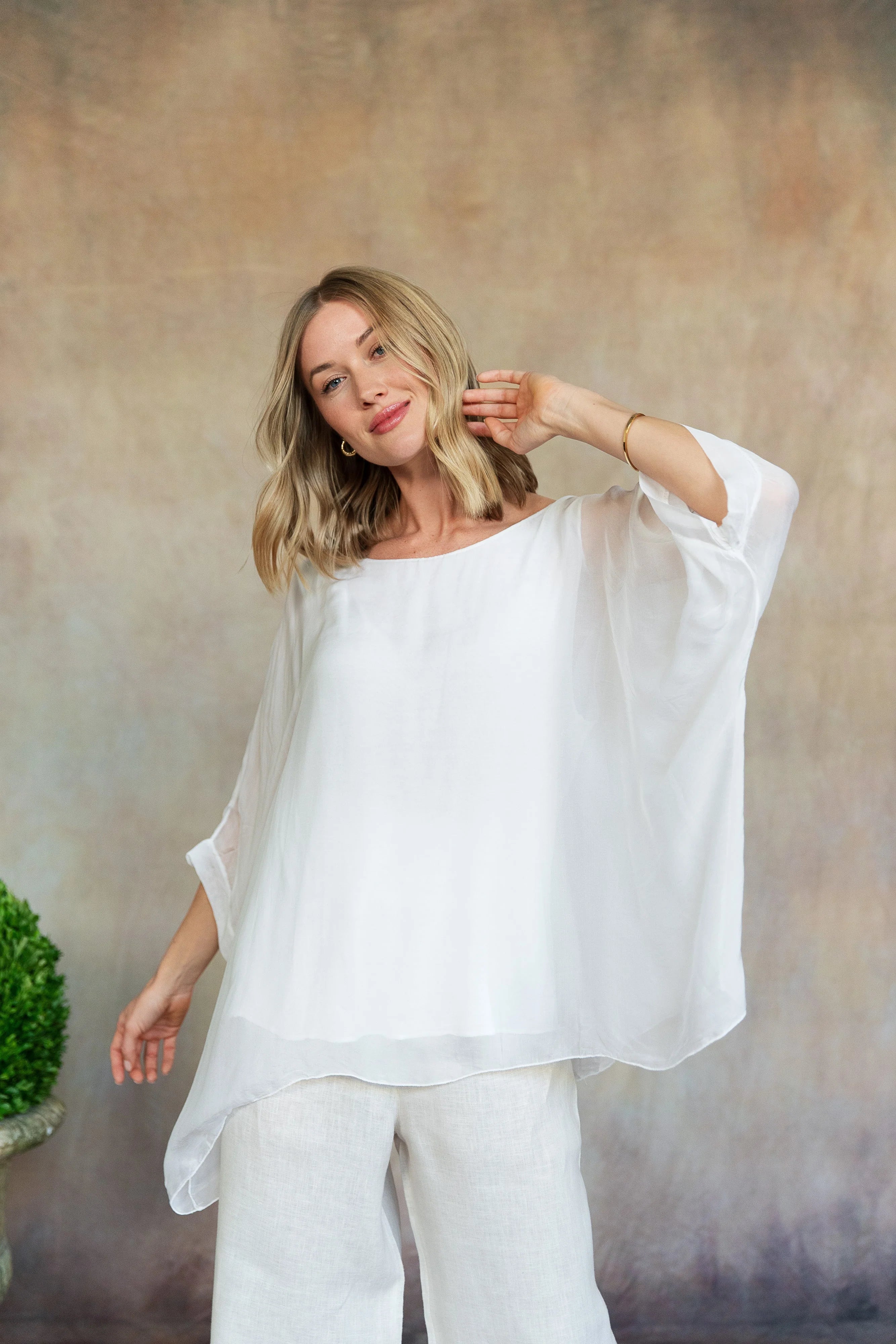 Martina Silk Top White