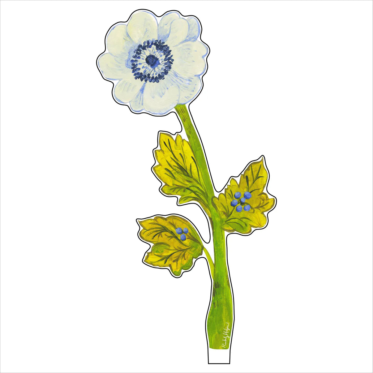 Blue Anemone Acrylic Single Flower - Small