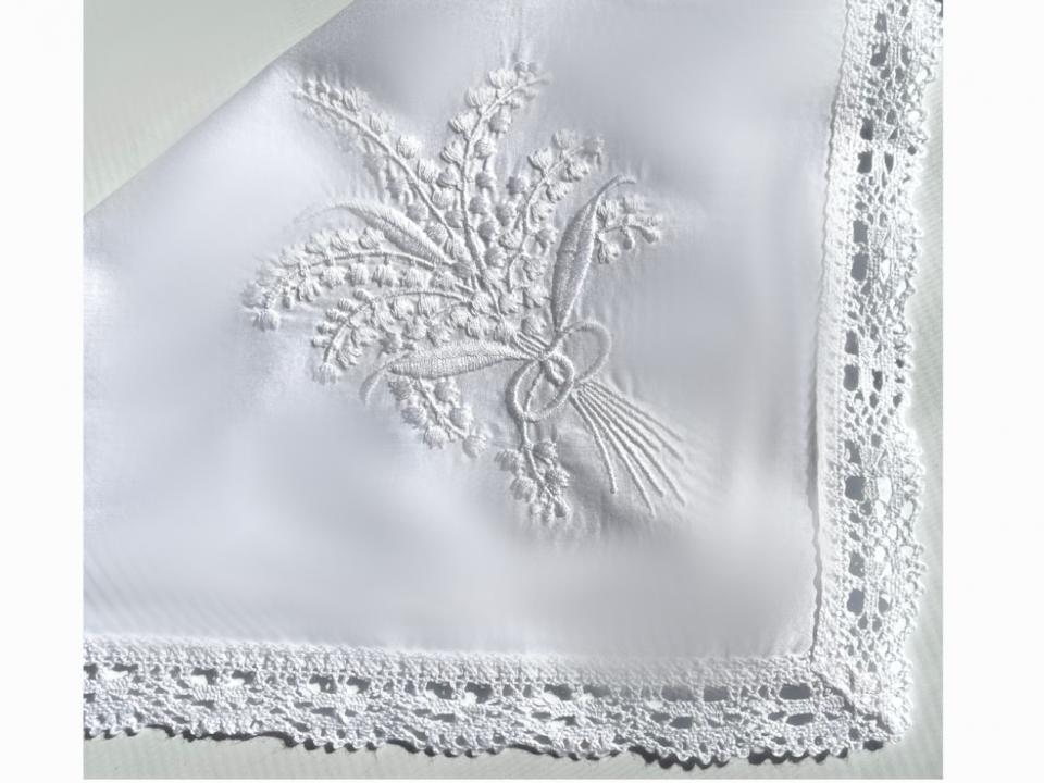 Lily of the Valley Embroidered Hankerchief