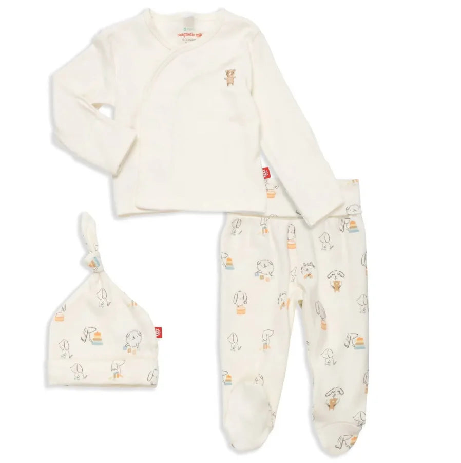 Puppy Play Magnetic Kimono Set 0-3M