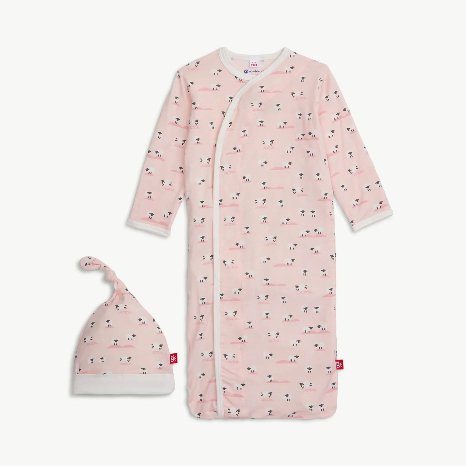 Pink Baa Baa Baby Magnetic Gown & Hat Set -NB-3mo.