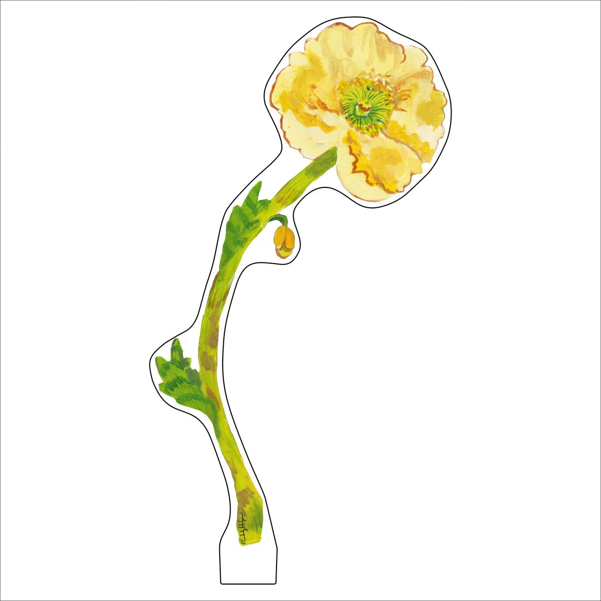 Pale Yellow Iceland Poppy Acrylic Single Flower - Small