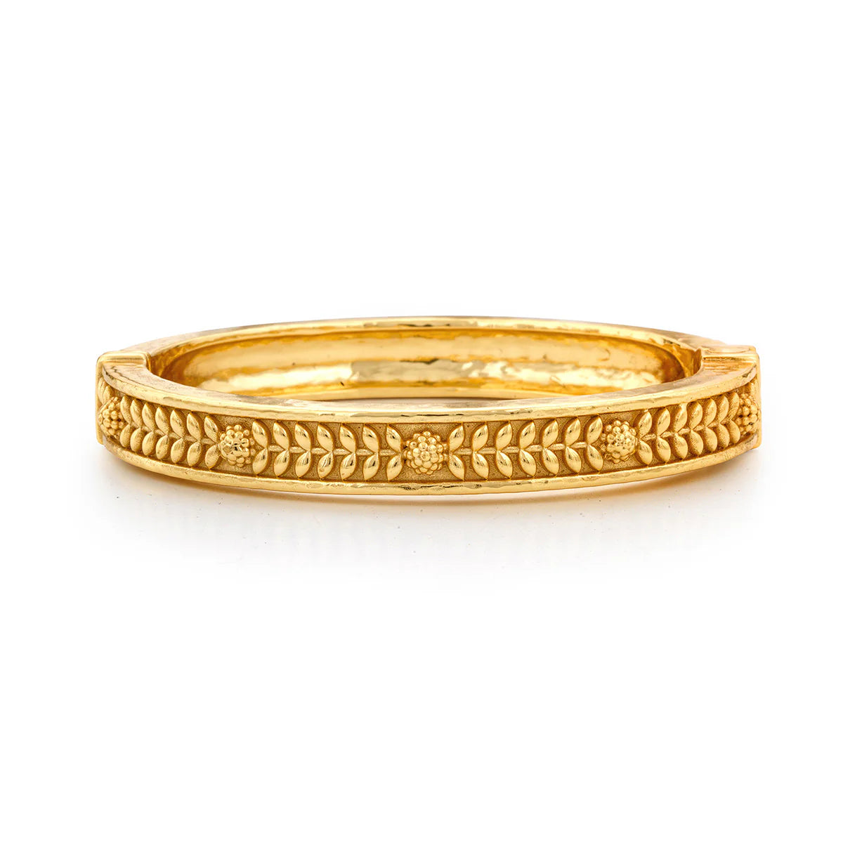 Berry Vine Hinged Gold Bangle- Small