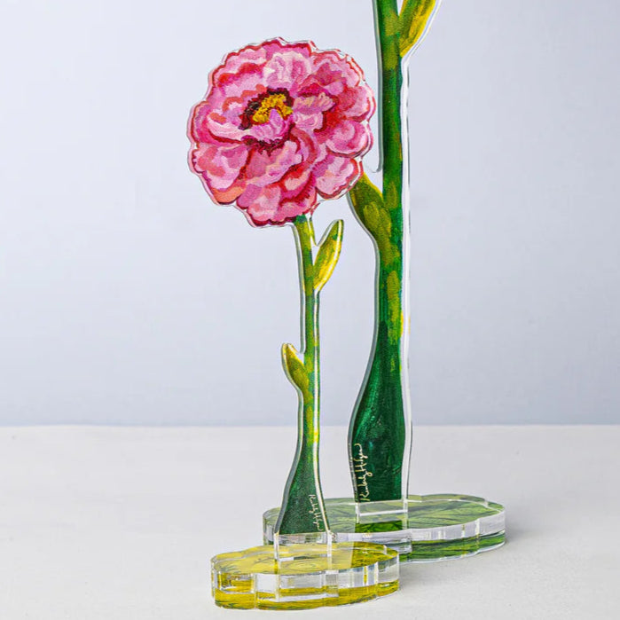 Tall Magenta Peony Acrylic Single Flower - Small