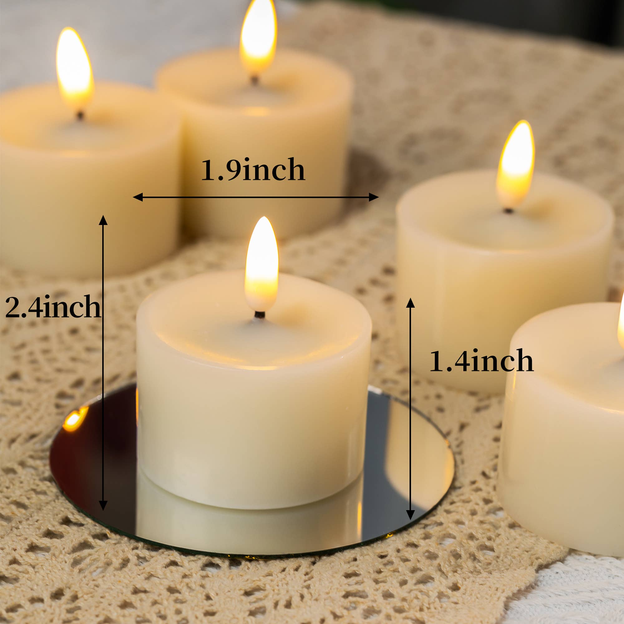 Battery Operated LED 3D Wick Flame Wax Candles (set of 6)