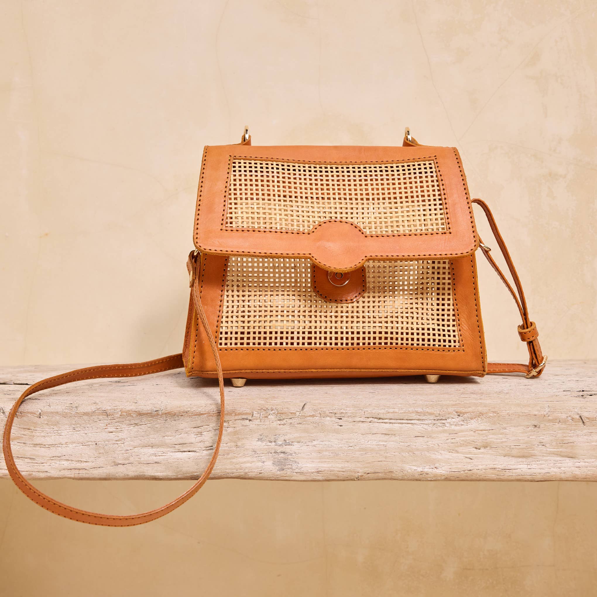 Rattan Cane Weave Handbag with Bamboo Handle