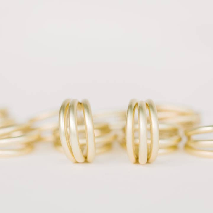 Gold Triple Statement Hoop Earrings