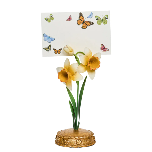 Hand-painted Daffodil Placecard holder-Yellow