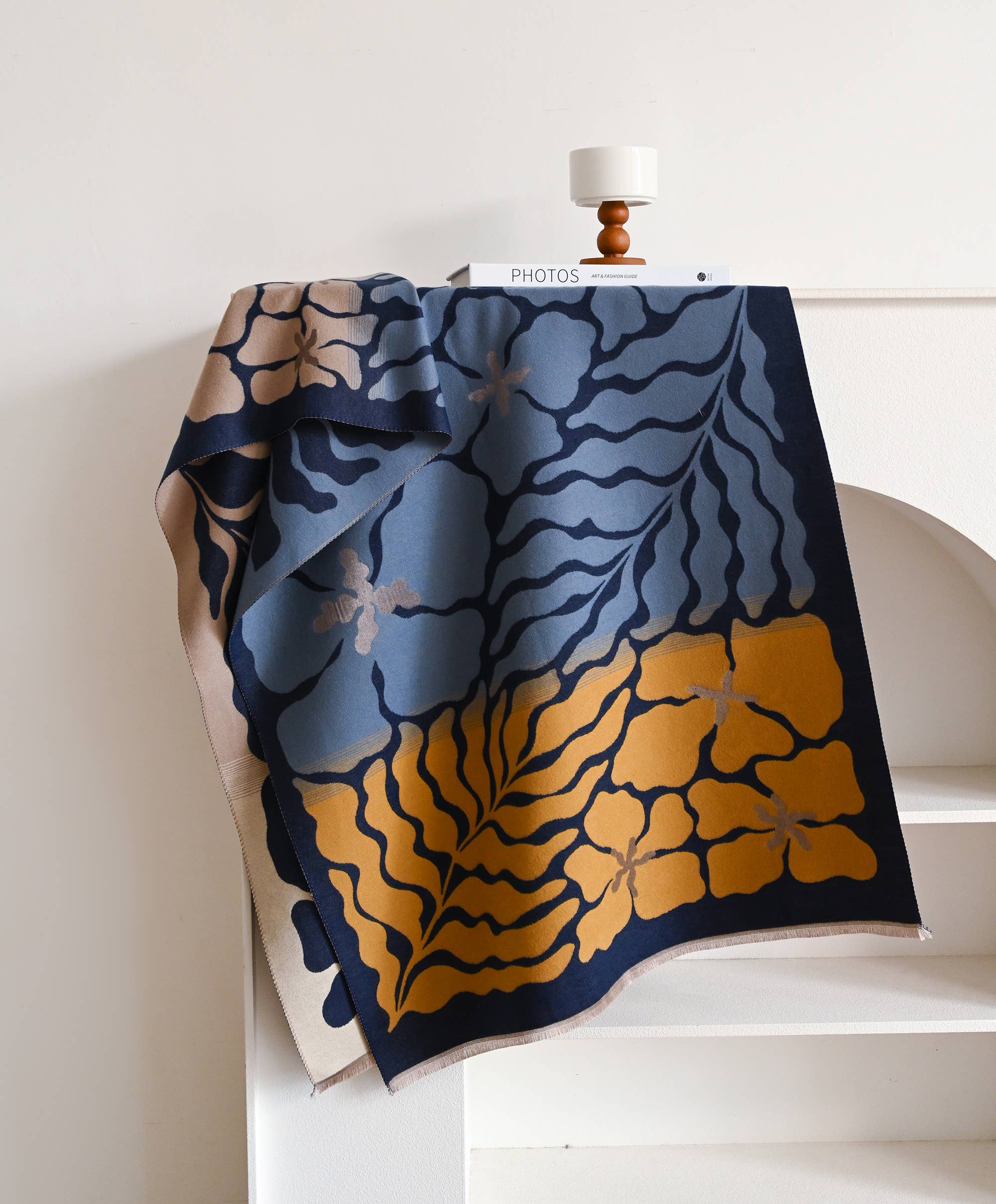 Blue / Camel Marsh Fern Reversible Wrap