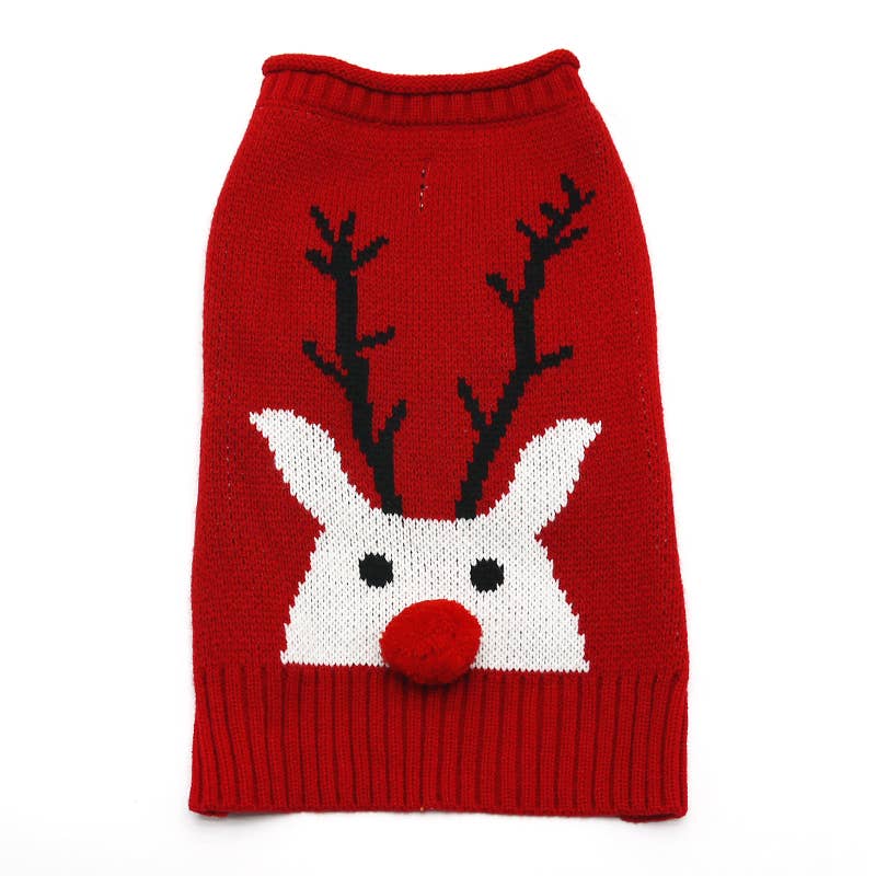 Dog Sweater Red Nose Reindeer : S