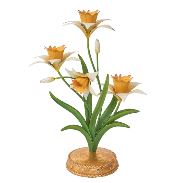 Metal handpainted Daffodil Candleabra
