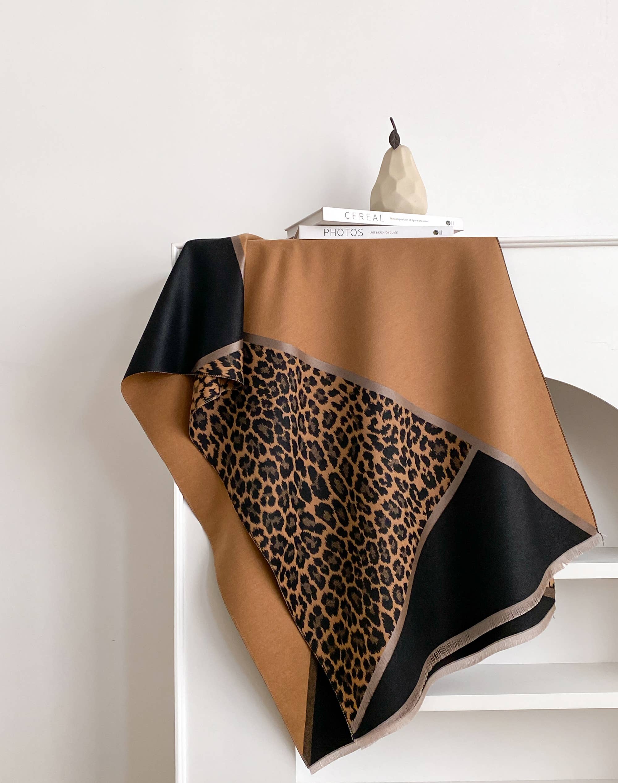 Brown / Black Angled Cheetah Reversible Wrap