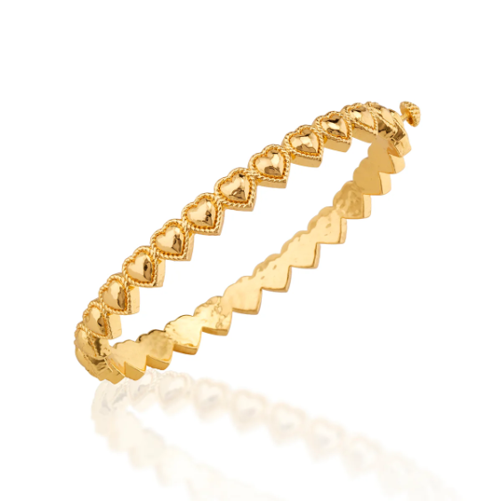 Petite Hinged Heart Bangle - Medium/Large