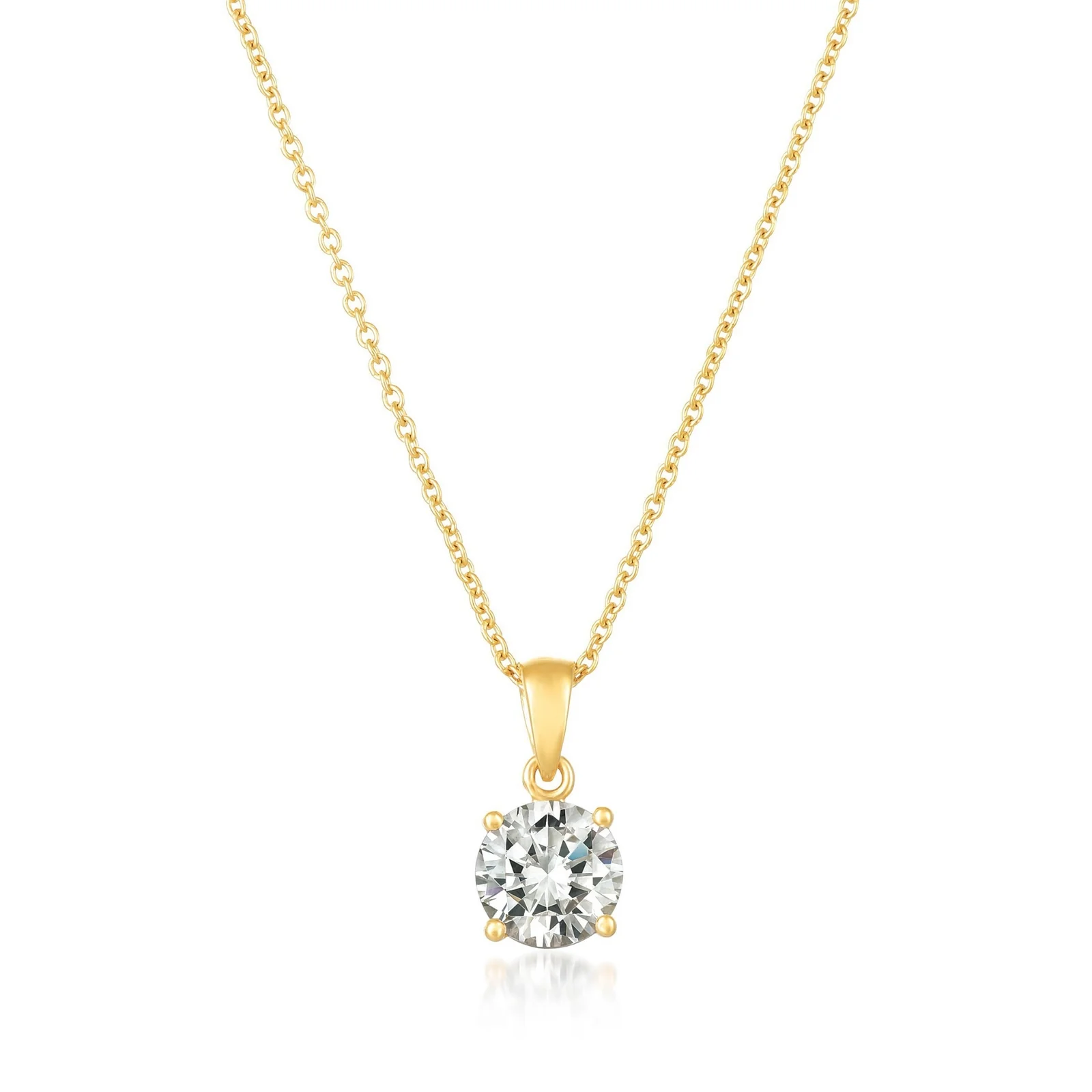 Brilliant Cut Solitaire Pendant Necklace Finished in Gold