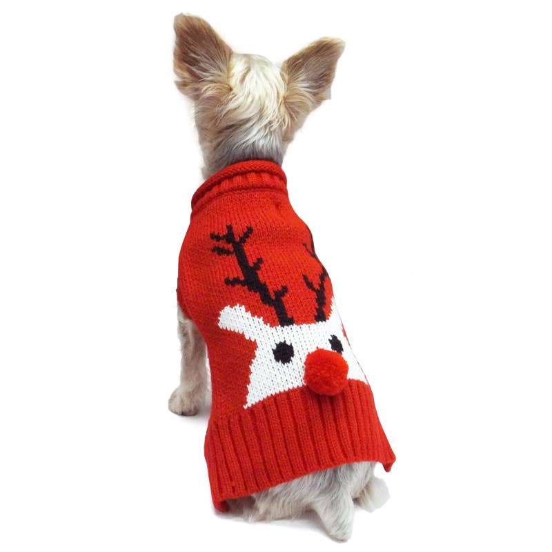 Dog Sweater Red Nose Reindeer : S