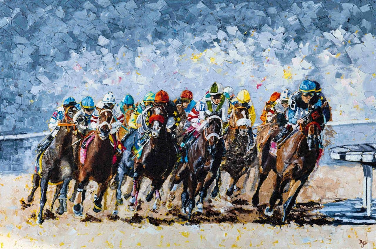 Kentucky Legacy Print "And Down The Stretch They Come": 18x24 / Fine Art Satin Canvas Paper