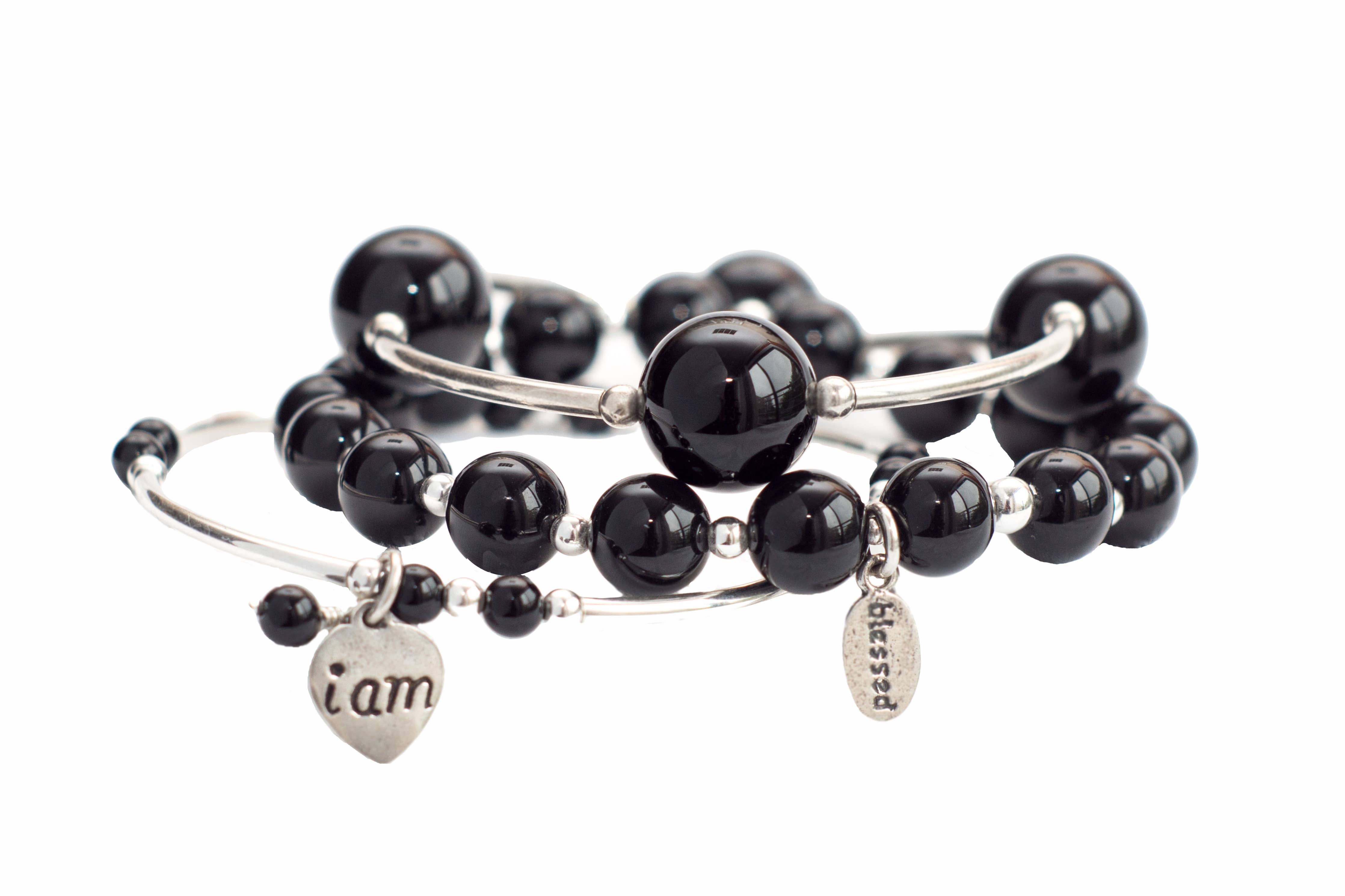 12mm Black Onyx Blessing Bracelet: S