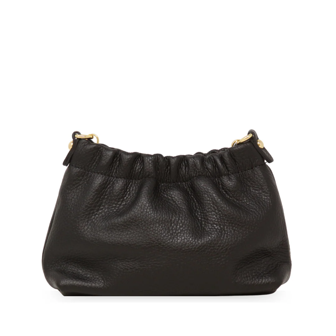 Italian Leather Clutch Crossbody - Black