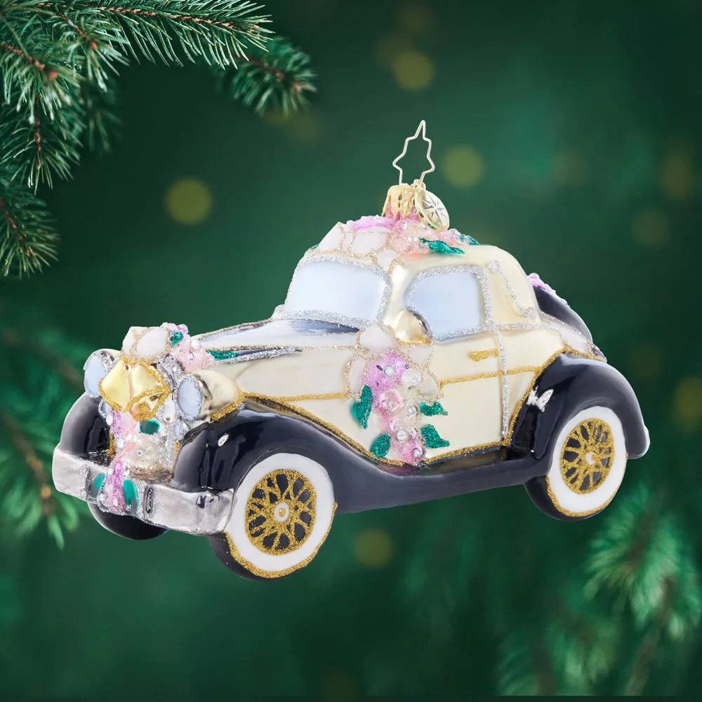 Wedding Day Wheels Gem Ornament