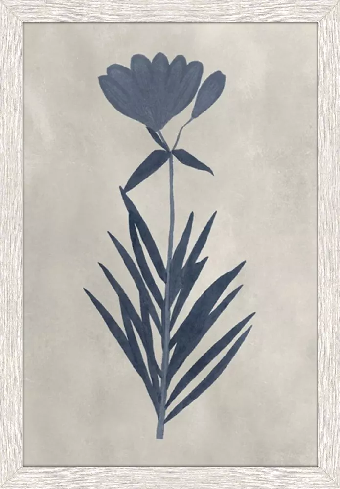 Pressed Art Blue Flower and Leaves - A