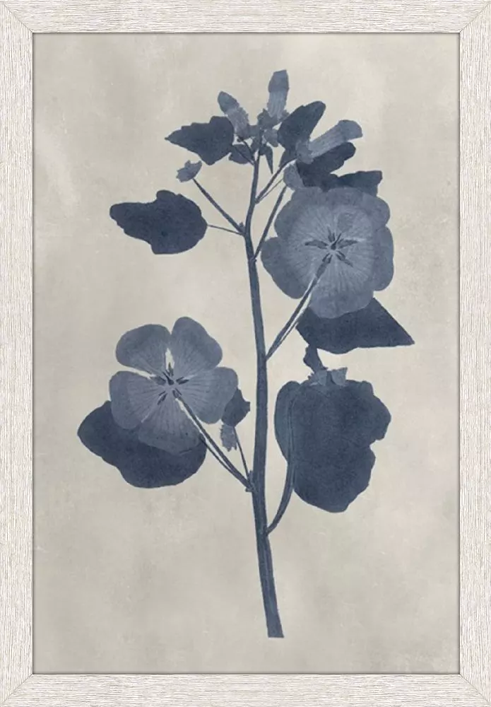 Pressed Blue Flower and Leaves Art - A